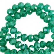 Top Glas Facett Glasschliffperlen 3x2mm rondellen Lake green-pearl shine coating